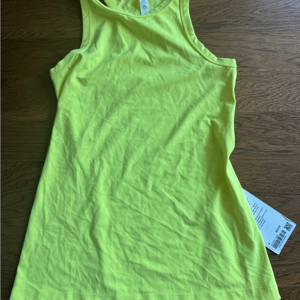 Lululemon Athletica Yellow Fitted Asymmetrical Tank Top